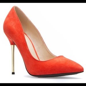 shoedazzle Orange shoe tancon high elgant pointed size 9.5